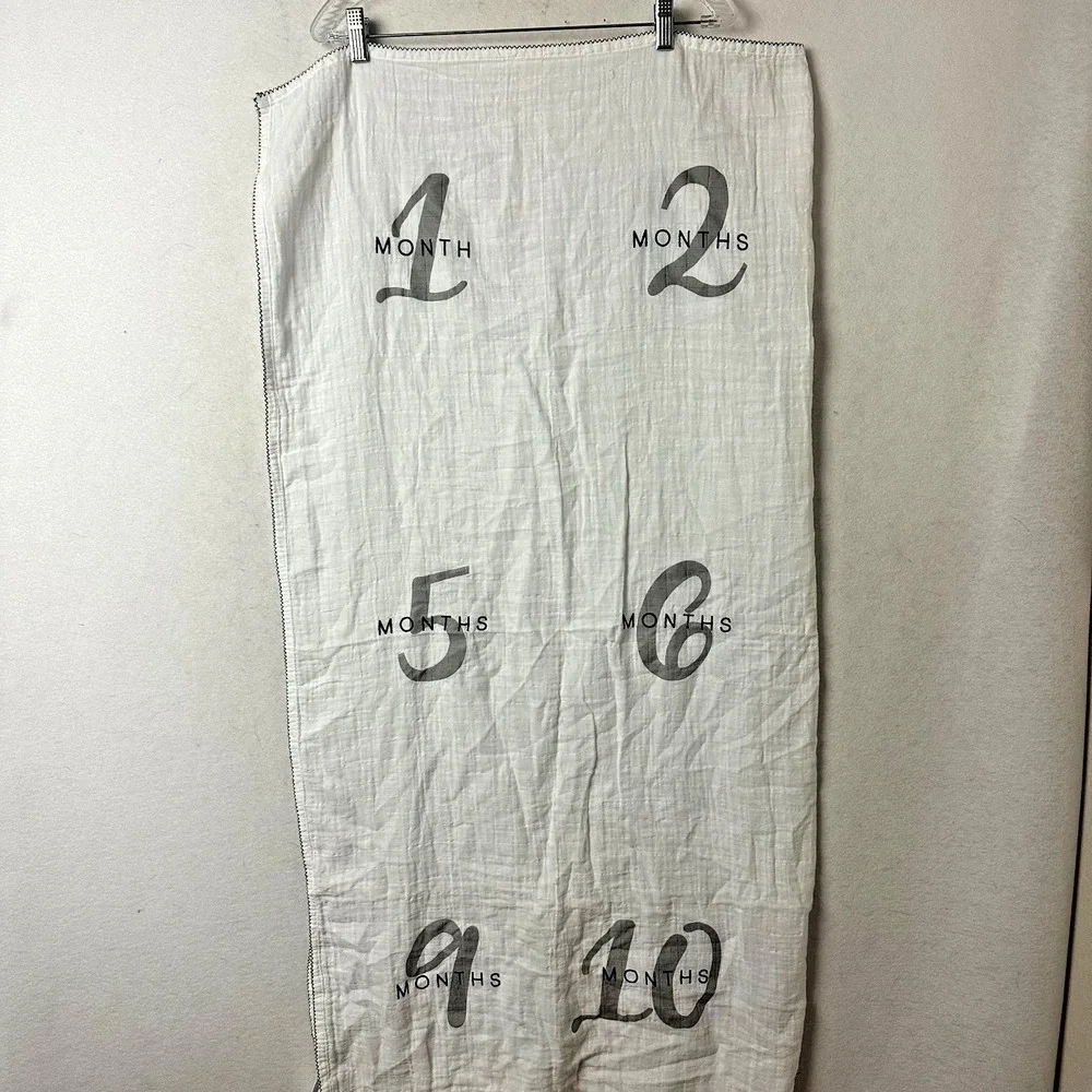 Pottery Barn Modern Baby Kids Organic Cotton Muslin Milestone Blanket 47x47